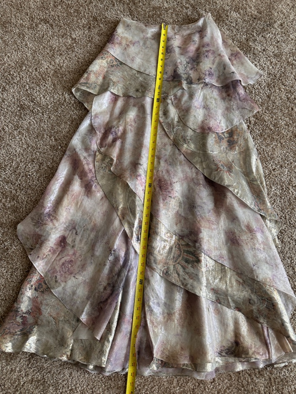 Ralph Lauren Purple Label Floral Metallic Silk Maxi Skirt - Picture 6 of 14